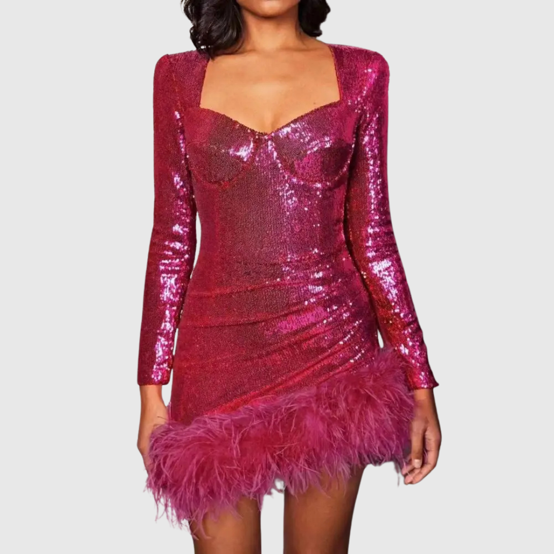 Fionelle | Feathered Mini Dress - Maison Léa &amp; Lou