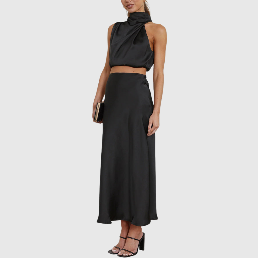 Emily | Satin Drape Maxi Set - Maison Léa &amp; Lou