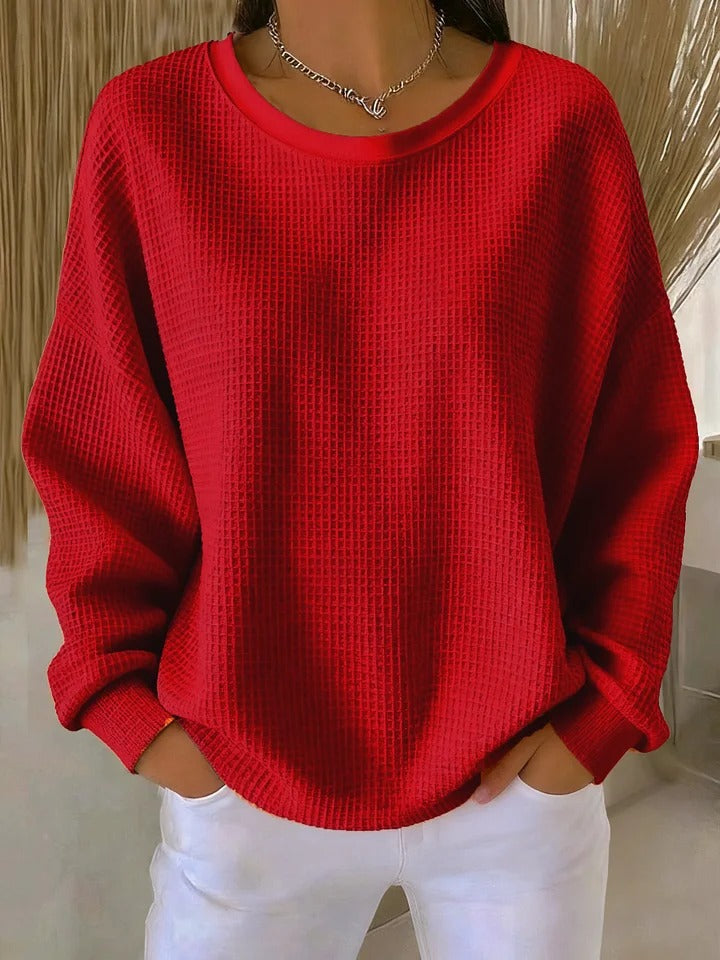 Cecilia | Relaxed Waffle-Texture Sweater - Maison Léa &amp; Lou