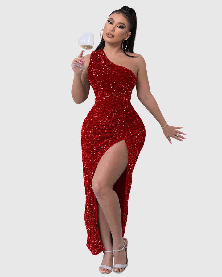 Lillian | Luxe One-Shoulder Evening Dress - Maison Léa &amp; Lou