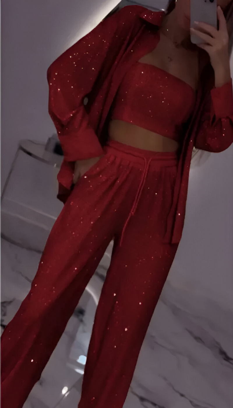 Fioralba | Sequin Lounge Set – Three Piece - Maison Léa &amp; Lou