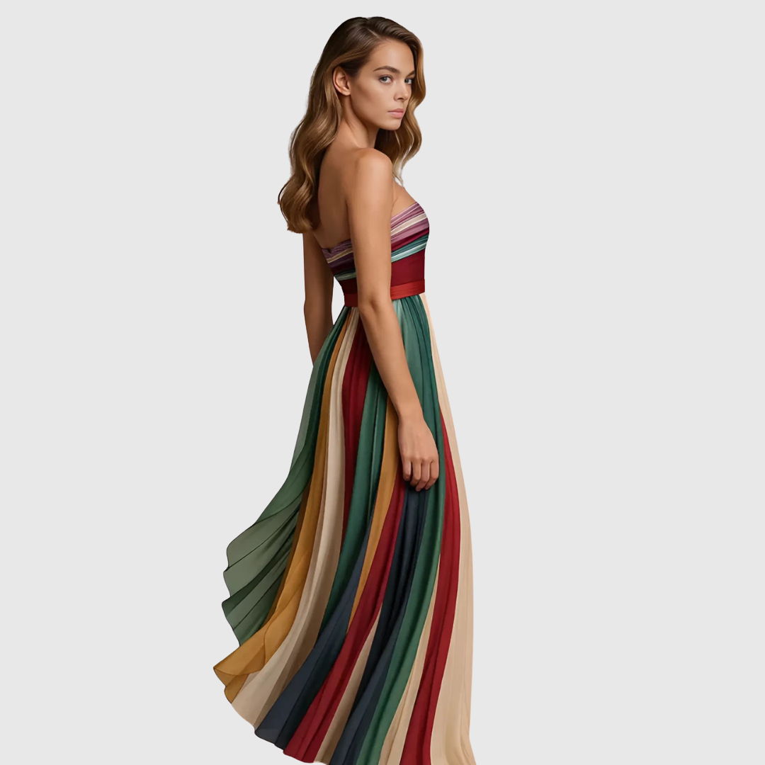 Isola - Elegant Pleated Evening Dress - Maison Léa &amp; Lou