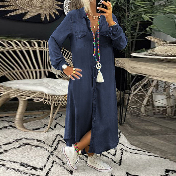 Lilla™ | Behagelig Skjortekjole i denim - Maison Léa &amp; Lou