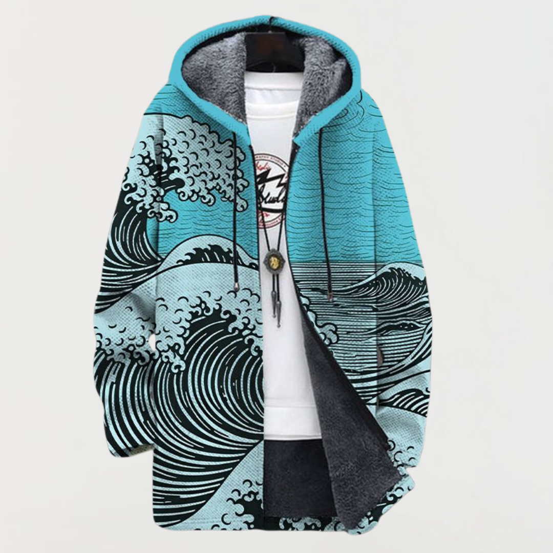Lennox | Wave Print Hooded Coat - Maison Léa &amp; Lou