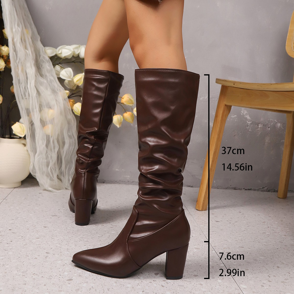 Delphina | Slouch-Detail Knee-High Boots - Maison Léa & Lou