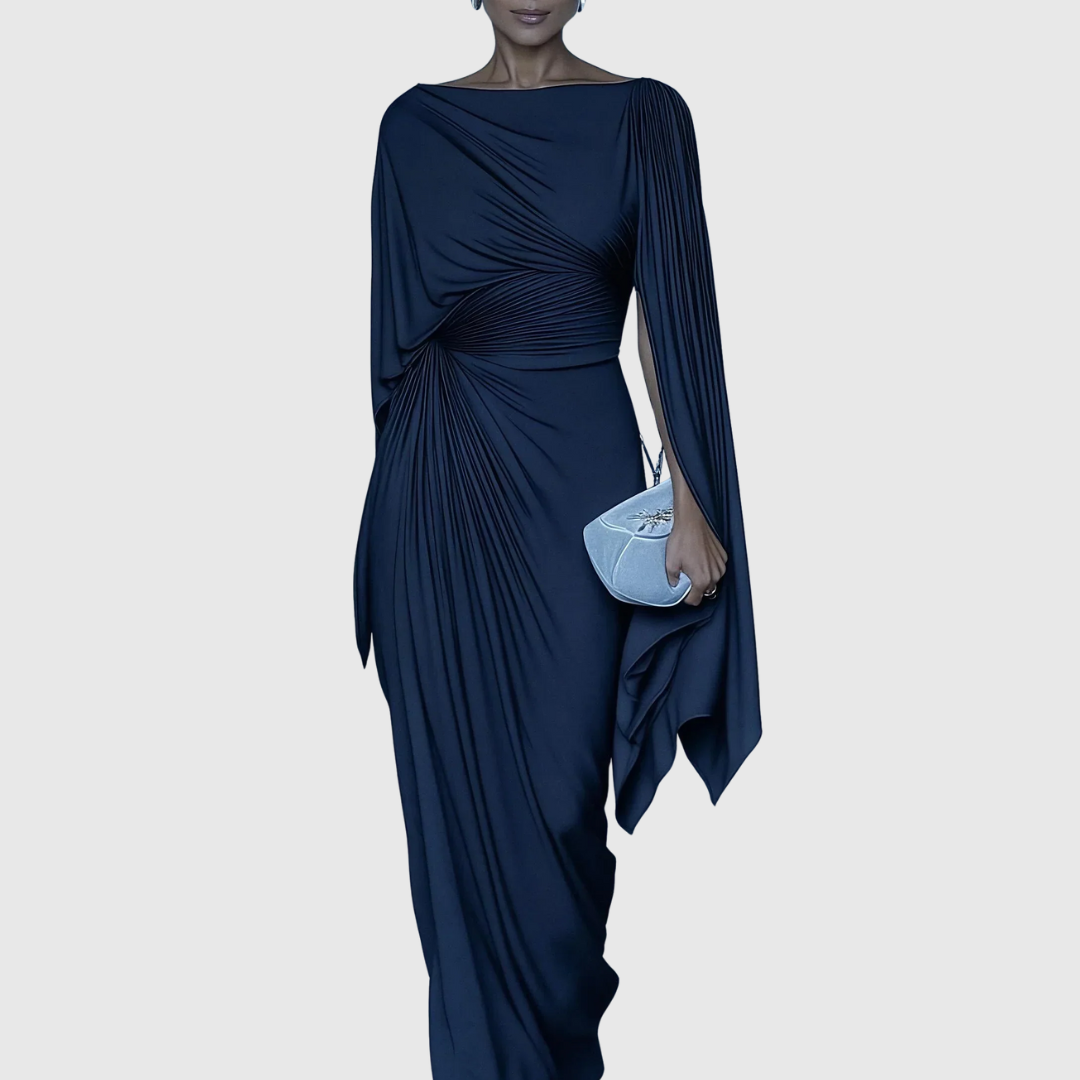 Fiona | Pleated Drape Maxi Dress - Maison Léa &amp; Lou