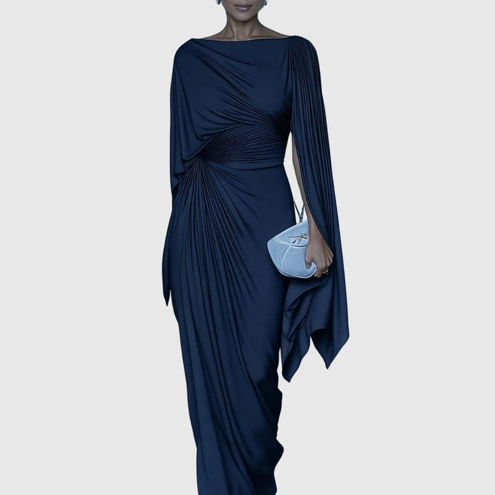 Fiona | Pleated Drape Maxi Dress - Maison Léa &amp; Lou
