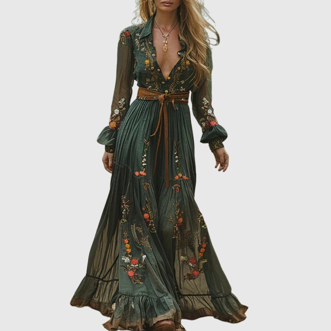 Alina Soleil - Romantic Boho Maxi Dress - Maison Léa & Lou