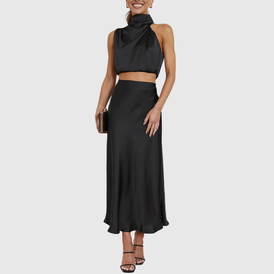 Emily | Satin Drape Maxi Set - Maison Léa &amp; Lou