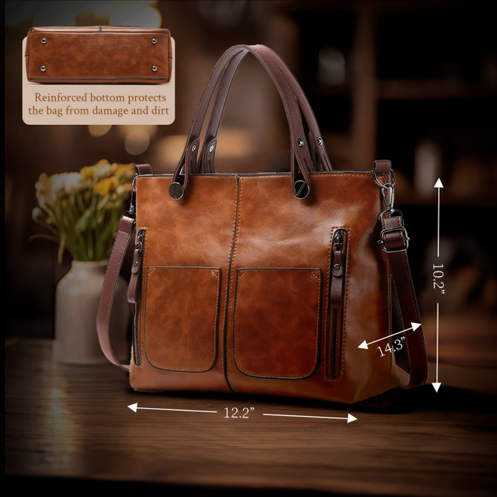 Nancy - Timeless Elegance Leather Shoulder Bag - Maison Léa &amp; Lou