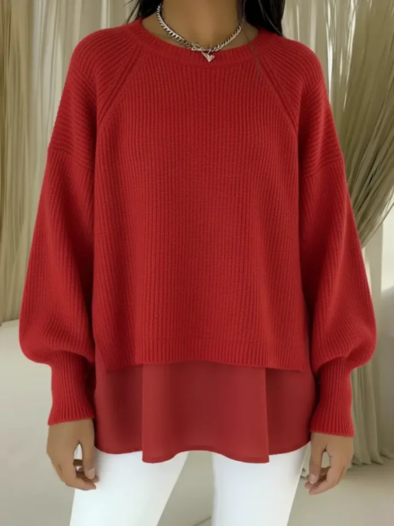 Laurel | Layered-Hem Knit Sweater - Maison Léa & Lou