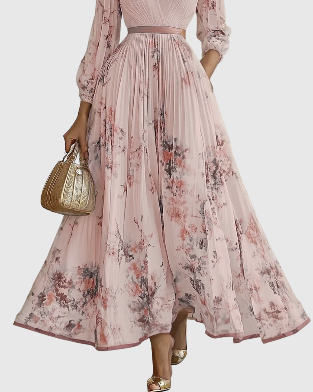 Rowella - Elegant Pleated Maxi Dress - Maison Léa &amp; Lou