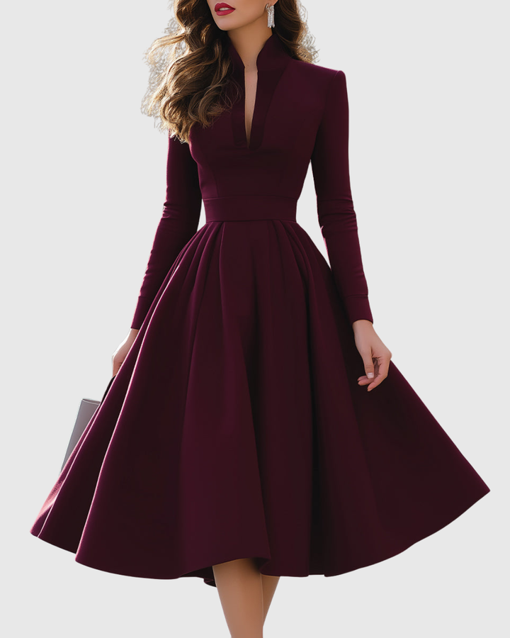 Avelina - V-Neck Midi Dress - Maison Léa &amp; Lou