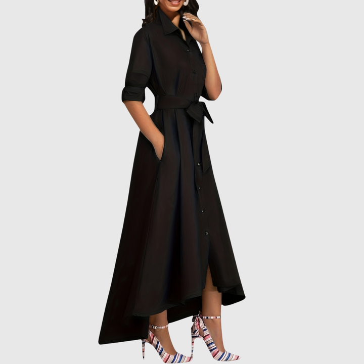 Livienne | Elegant Button-Front Maxi Dress - Maison Léa &amp; Lou