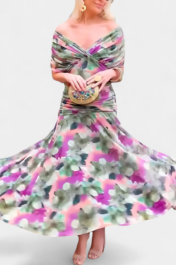 Freya - Flowing Floral V Neck Dress - Maison Léa &amp; Lou
