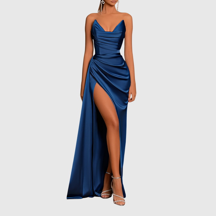 Evadne | Flowing Satin Maxi Dress - Maison Léa &amp; Lou