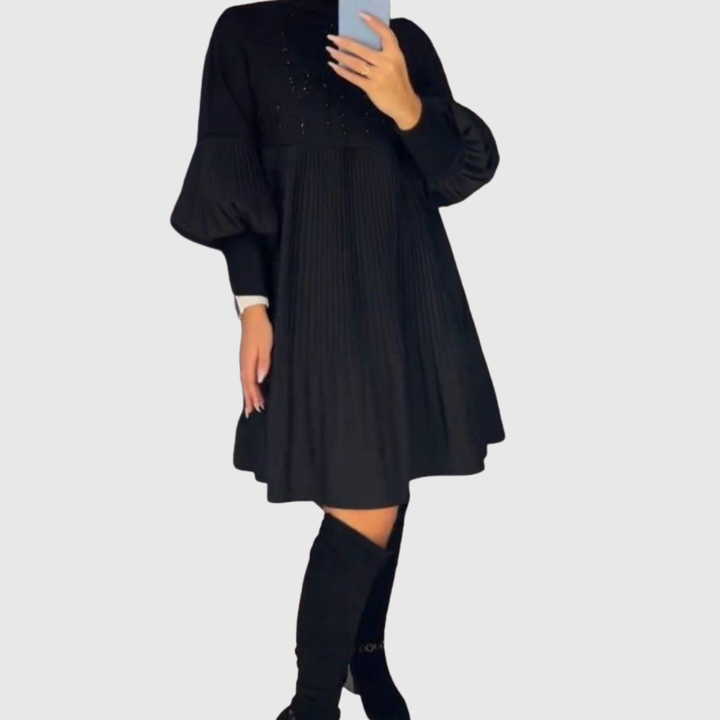 Elodie | Pleated Puff-Sleeve Gown - Maison Léa &amp; Lou