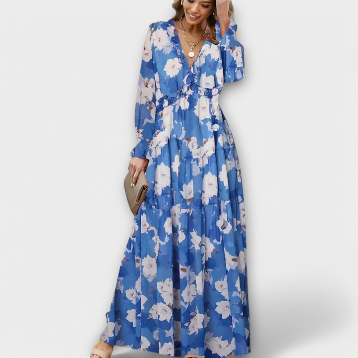 Maya | Floral V-Neck Maxi Dress - Maison Léa &amp; Lou