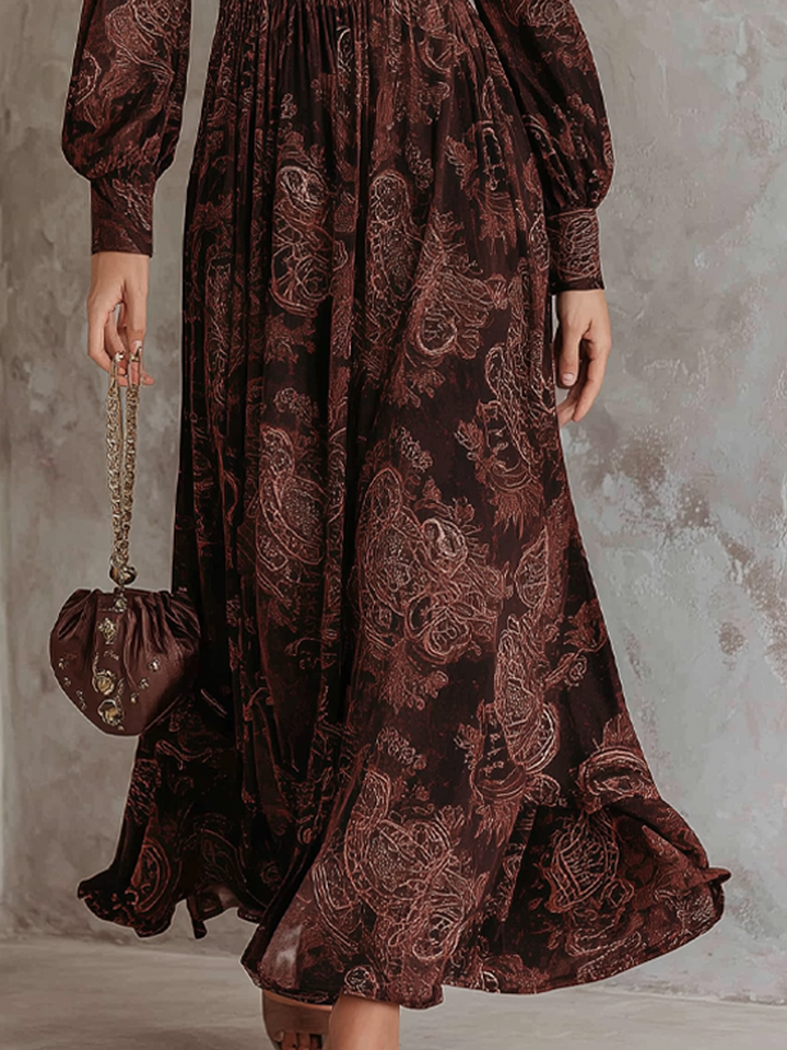 Eloise | Paisley Zip-Waist Maxi Dress - Maison Léa &amp; Lou