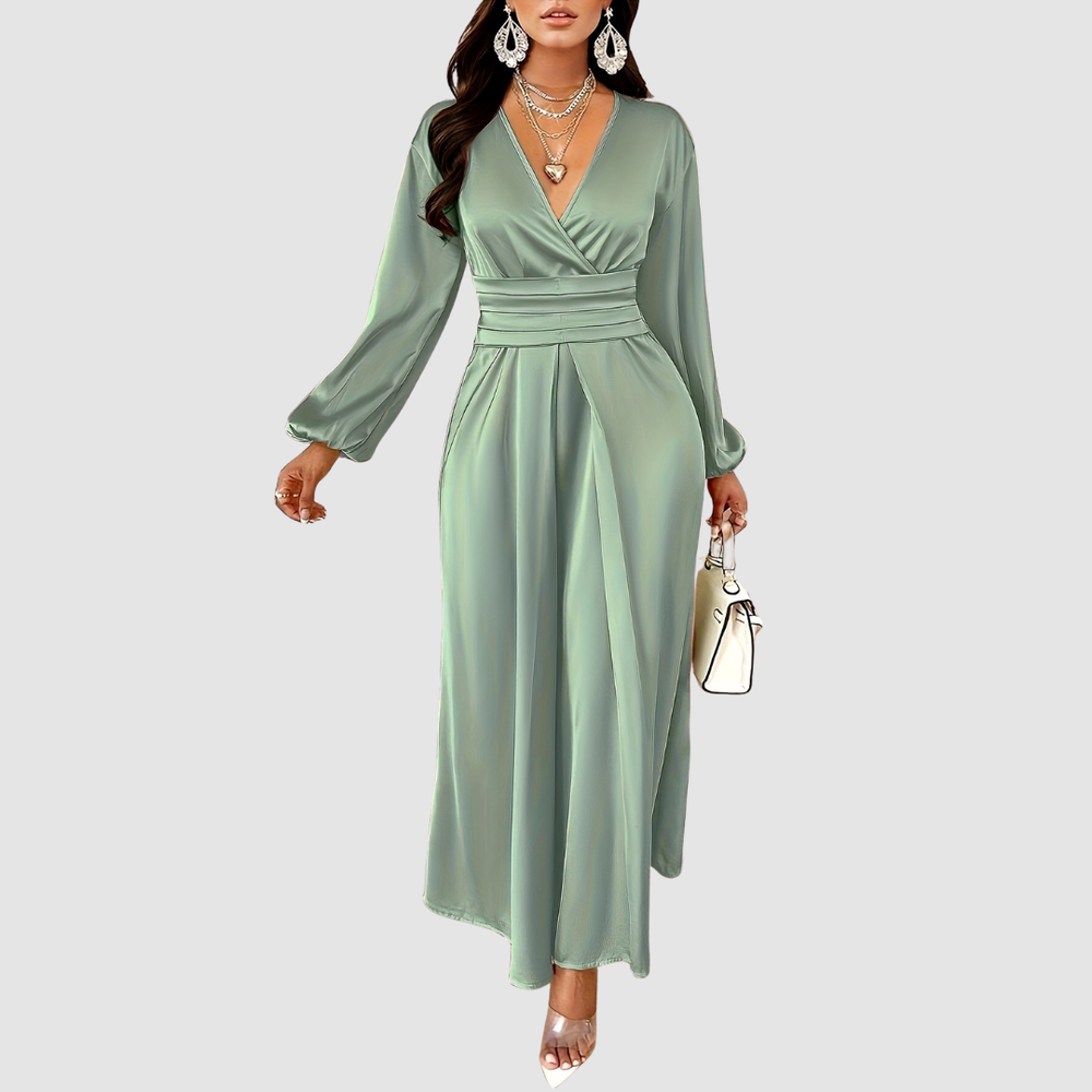 Eleanor Bloom - Pleated Satin Maxi Dress - Maison Léa & Lou