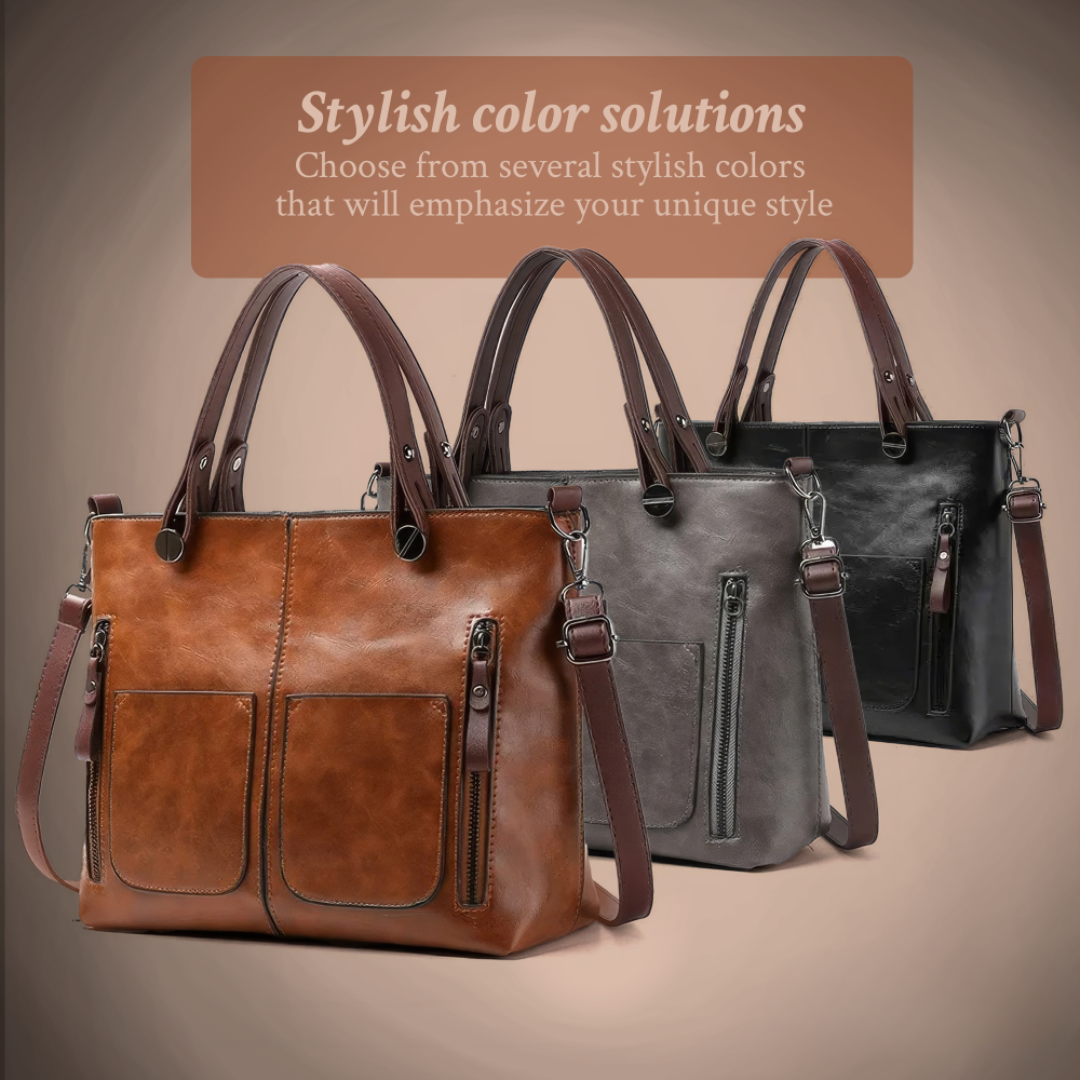 Nancy - Timeless Elegance Leather Shoulder Bag - Maison Léa &amp; Lou