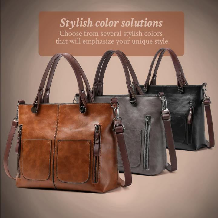 Nancy - Timeless Elegance Leather Shoulder Bag - Maison Léa &amp; Lou