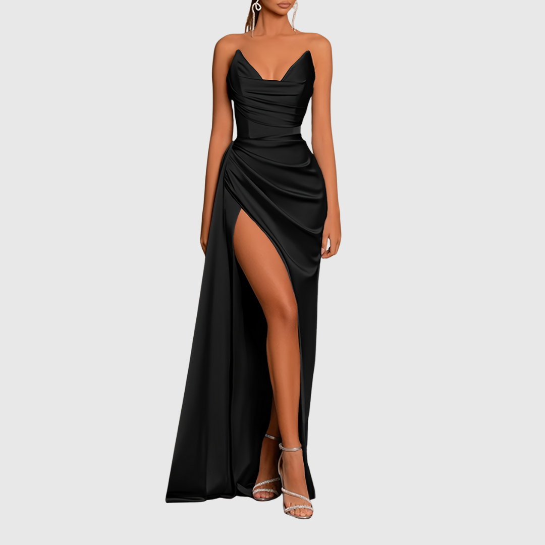 Evadne | Flowing Satin Maxi Dress - Maison Léa &amp; Lou