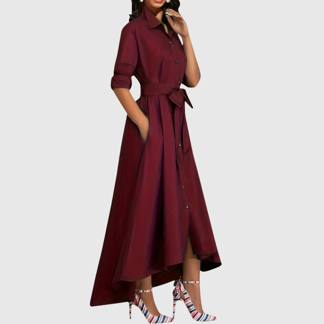 Livienne | Elegant Button-Front Maxi Dress - Maison Léa &amp; Lou