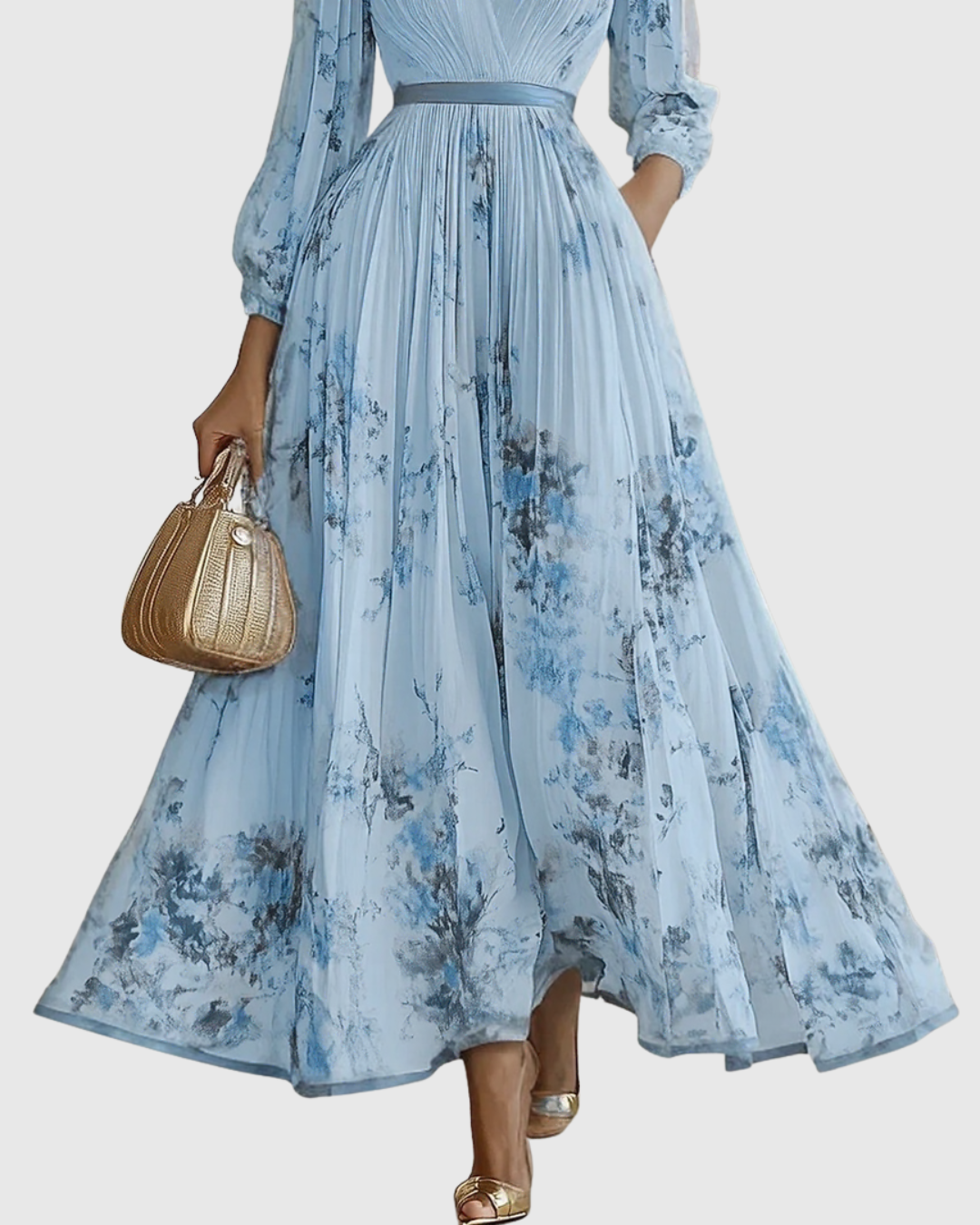 Rowella - Elegant Pleated Maxi Dress - Maison Léa &amp; Lou