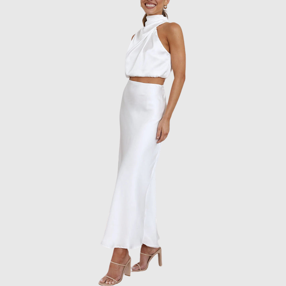 Emily | Satin Drape Maxi Set - Maison Léa &amp; Lou