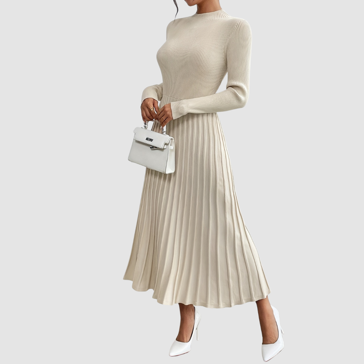 Evelyn Grace | High-Neck Long-Sleeve Maxi Dress - Maison Léa &amp; Lou