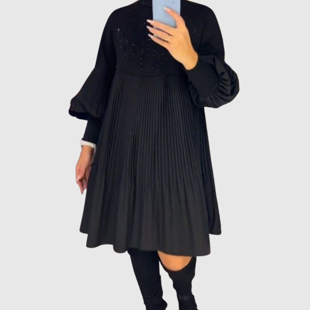 Elodie | Pleated Puff-Sleeve Gown - Maison Léa & Lou