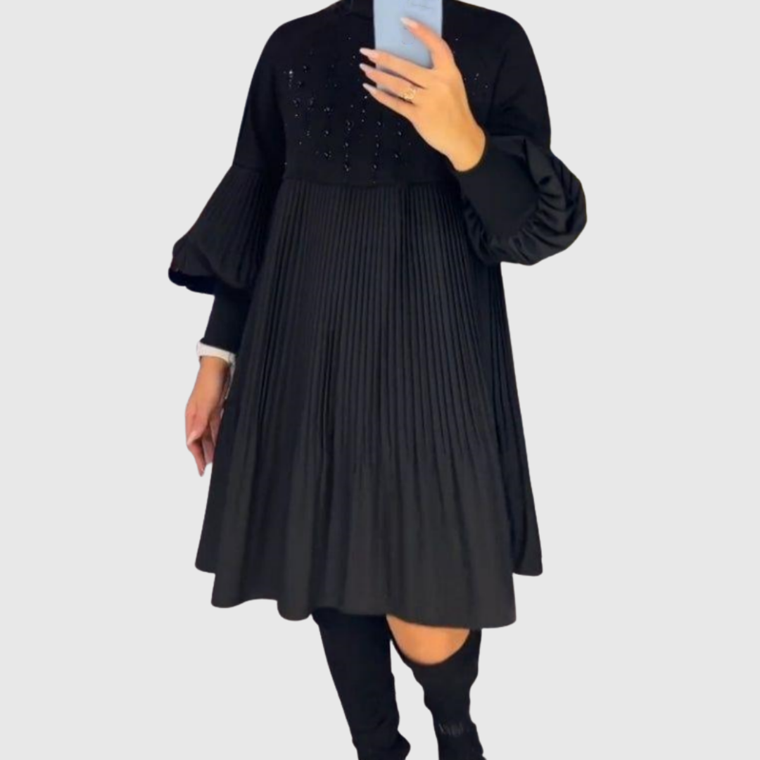 Elodie | Pleated Puff-Sleeve Gown - Maison Léa &amp; Lou