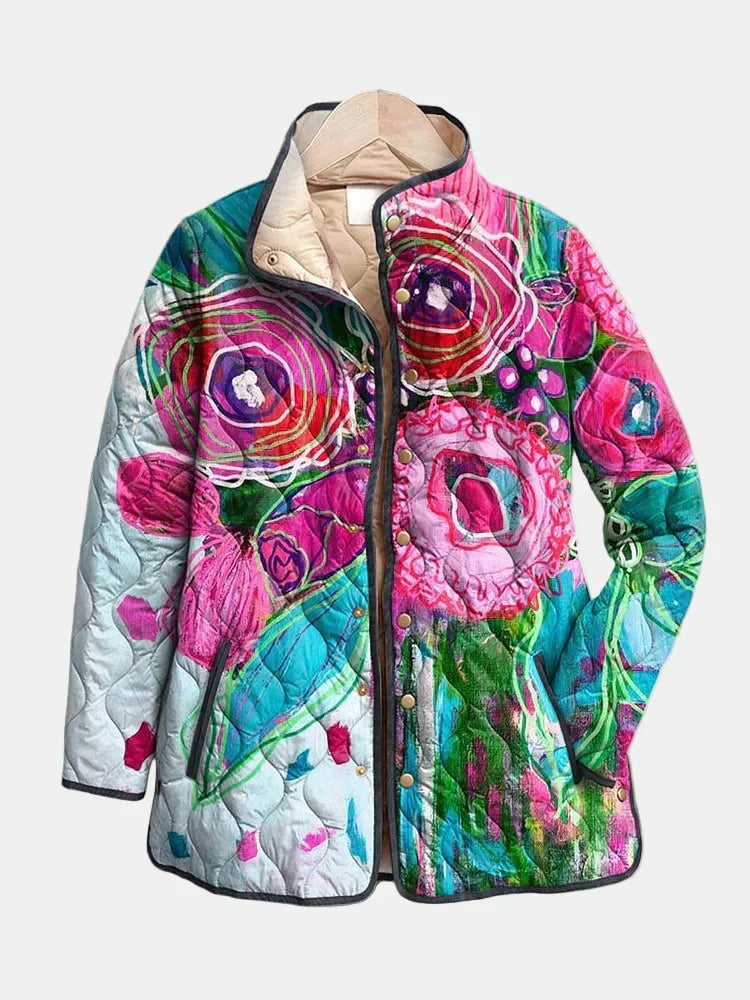 Amaya - Vintage Floral Print Quilted Jacket
