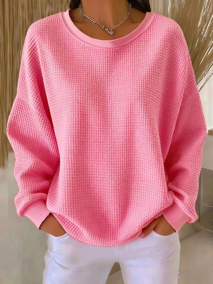 Cecilia | Relaxed Waffle-Texture Sweater - Maison Léa & Lou
