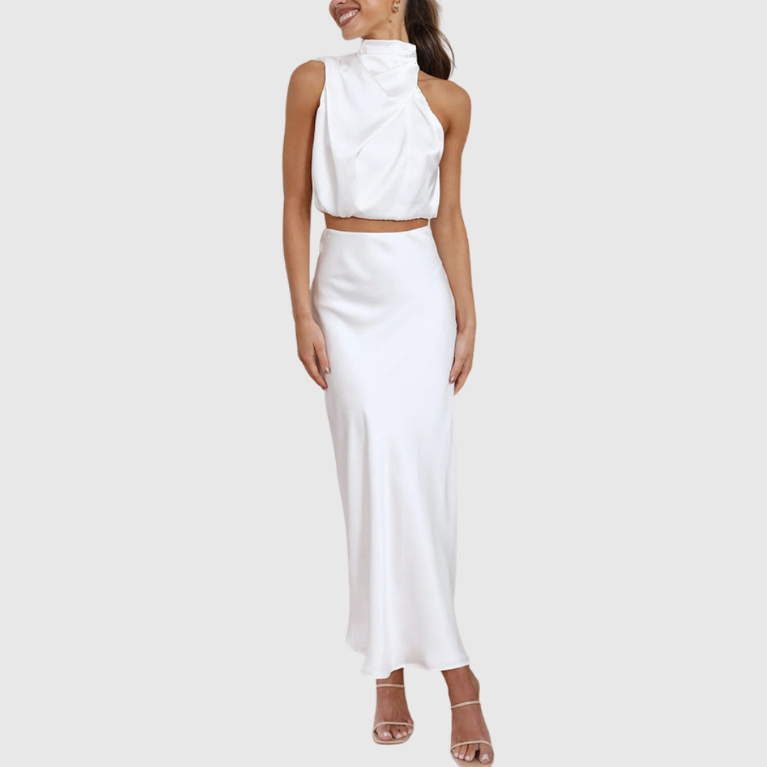 Emily | Satin Drape Maxi Set - Maison Léa &amp; Lou