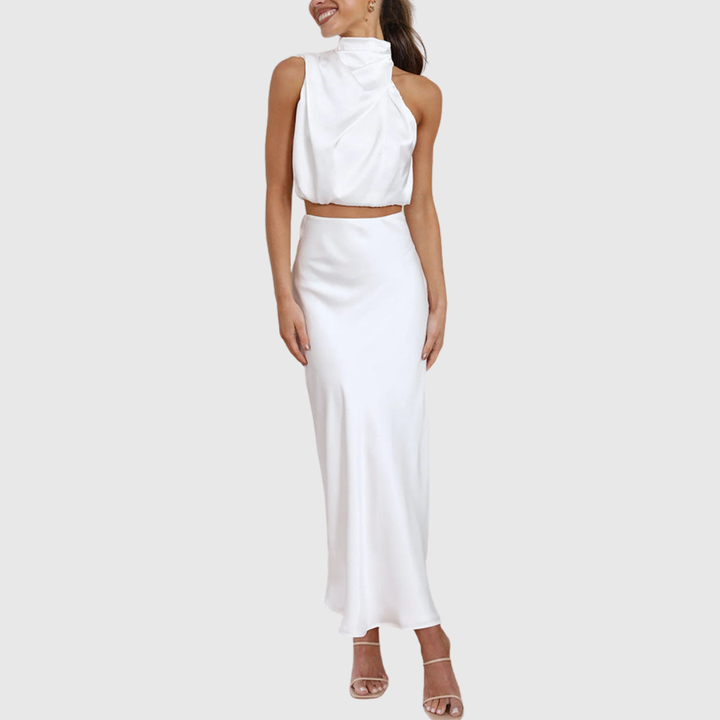 Emily | Satin Drape Maxi Set - Maison Léa &amp; Lou