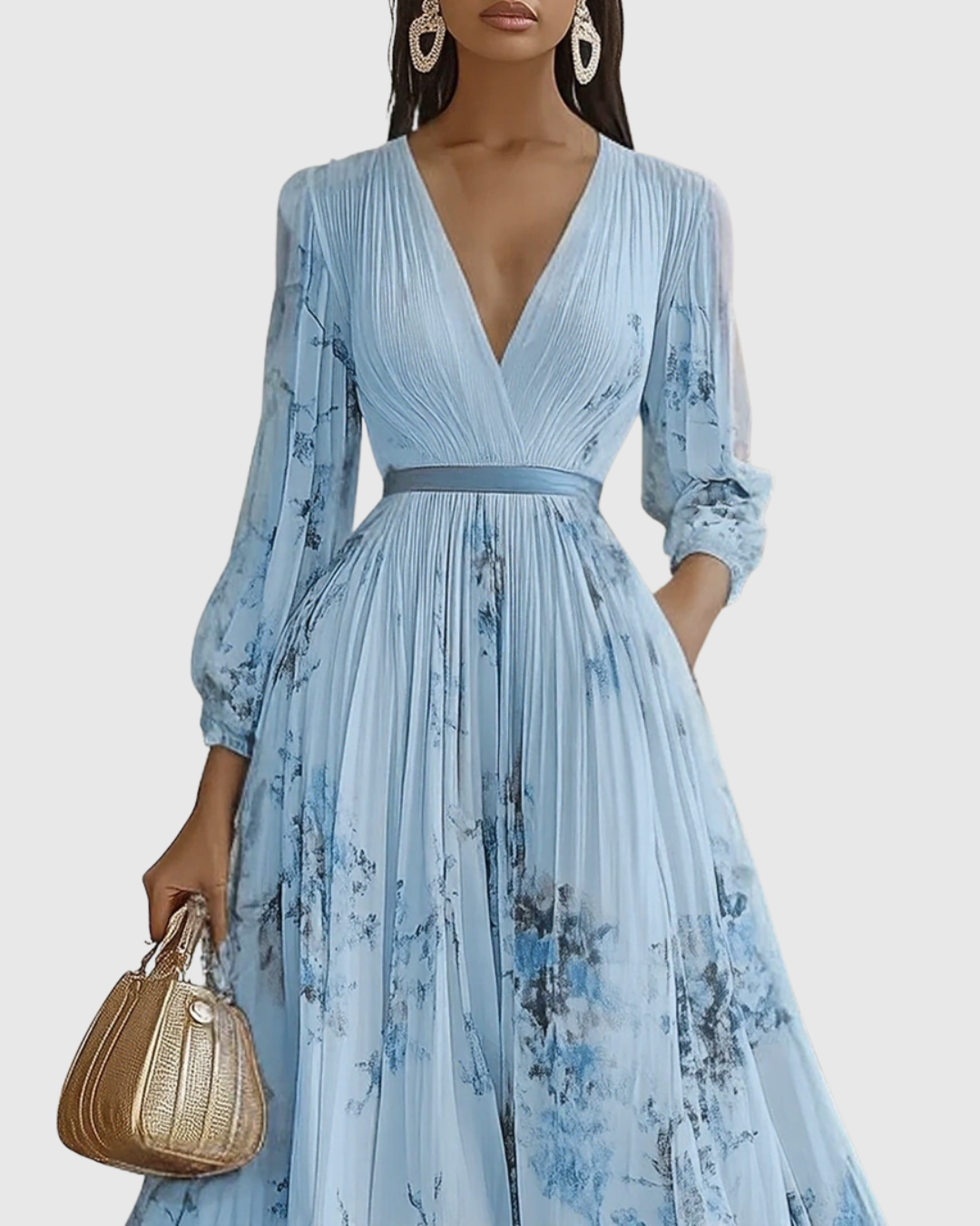 Rowella - Elegant Pleated Maxi Dress - Maison Léa &amp; Lou