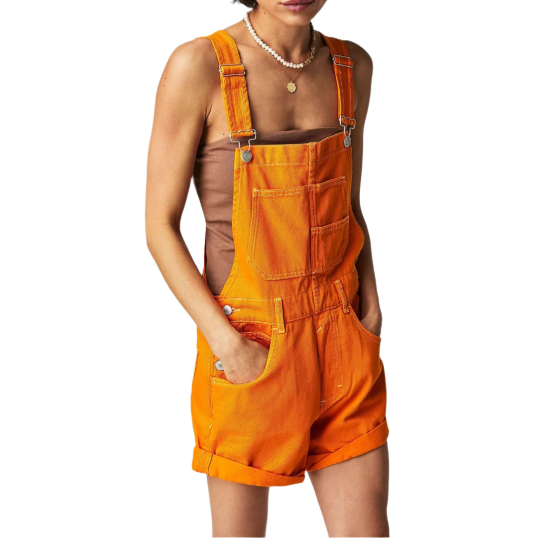 Remita™ | Vintage Adjustable Denim Overall Shorts - Maison Léa &amp; Lou
