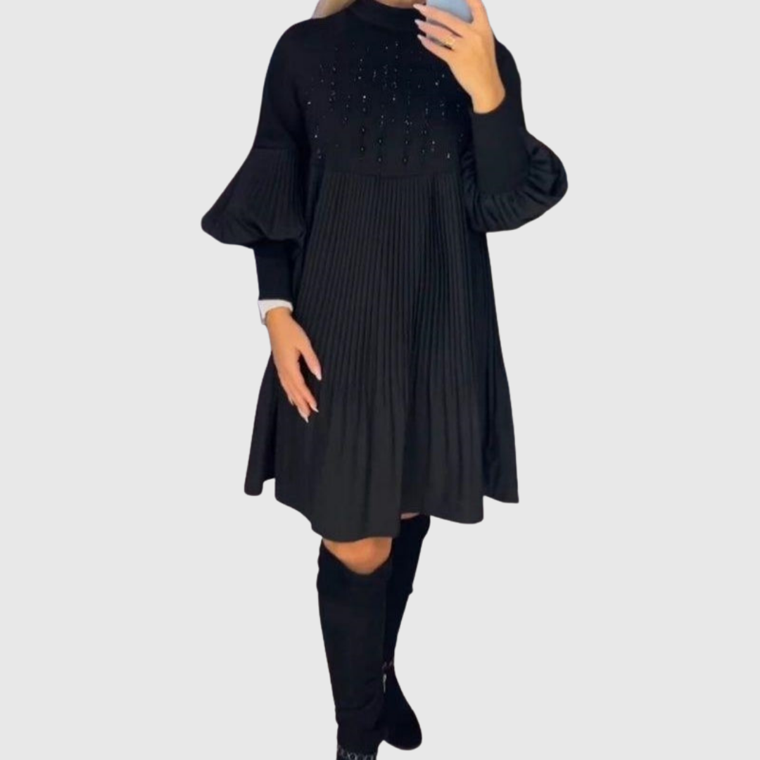 Elodie | Pleated Puff-Sleeve Gown - Maison Léa &amp; Lou
