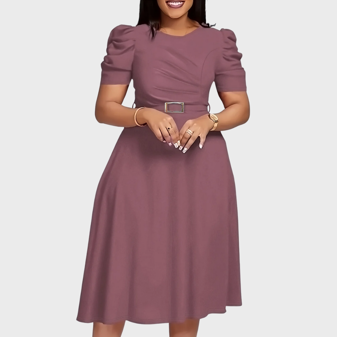 Harriet Bloom | Soft-Touch Ruched Midi Dress - Maison Léa &amp; Lou