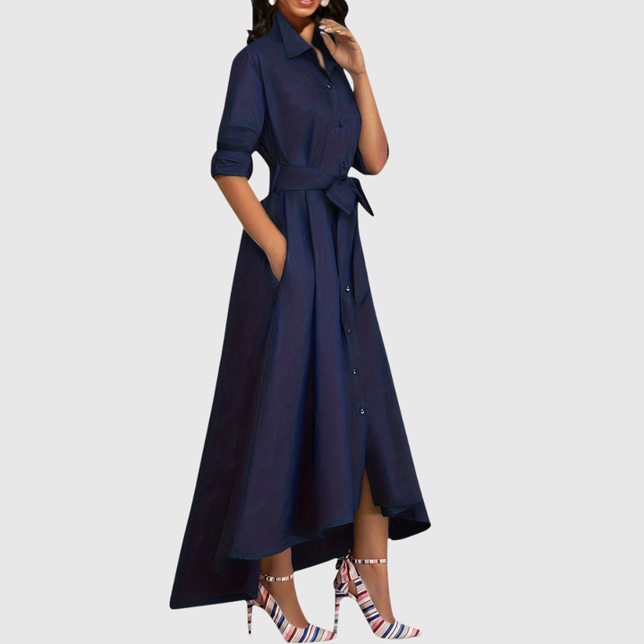 Livienne | Elegant Button-Front Maxi Dress - Maison Léa &amp; Lou