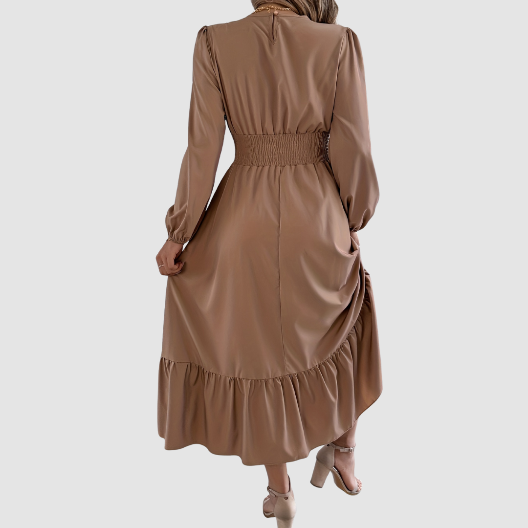 Isola Lane | Navy Ruffled Hem Midi Dress - Maison Léa &amp; Lou