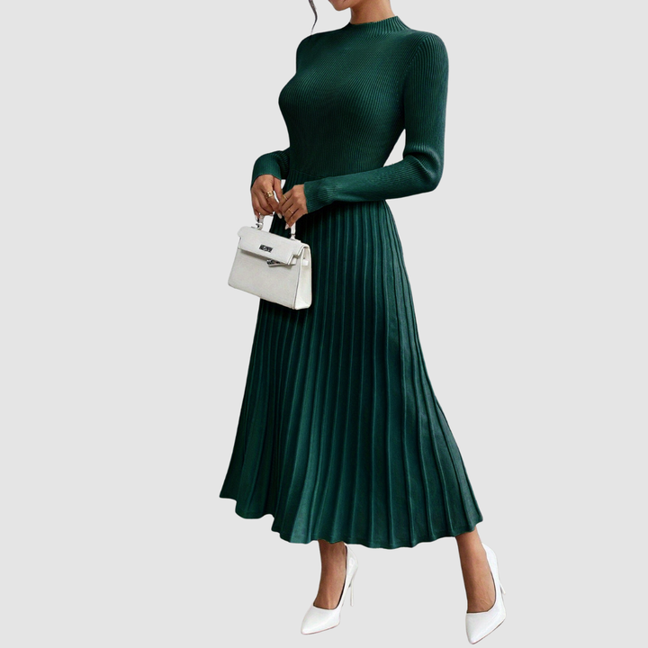 Evelyn Grace | High-Neck Long-Sleeve Maxi Dress - Maison Léa &amp; Lou