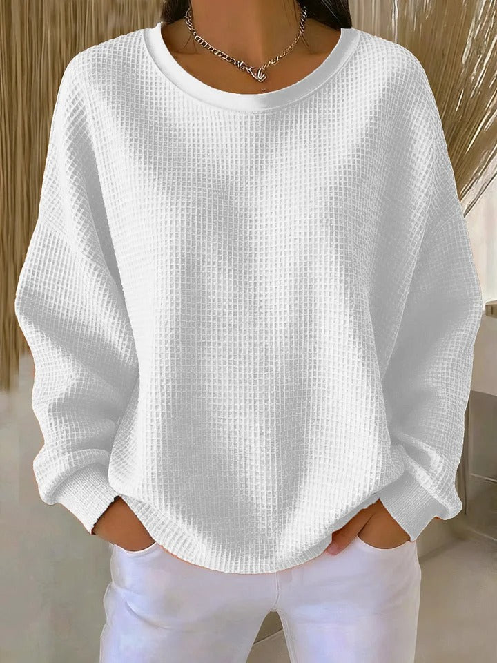 Cecilia | Relaxed Waffle-Texture Sweater - Maison Léa &amp; Lou