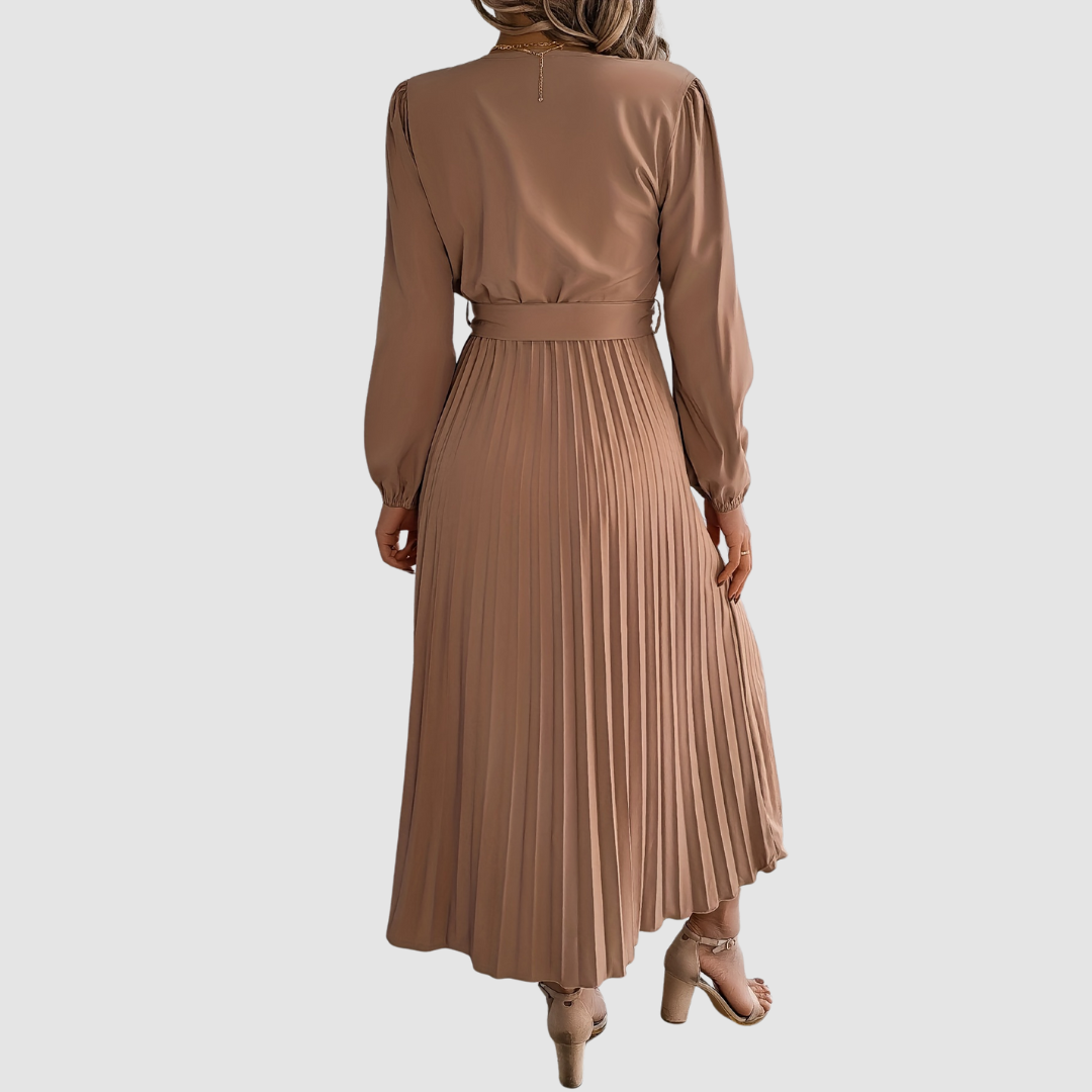 Celeste Bloom - Pleated Long-Sleeve Midi Dress - Maison Léa &amp; Lou