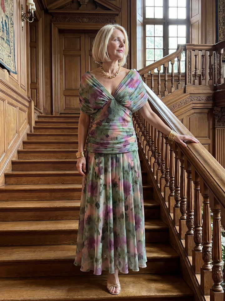 Calen | Flowing Off Shoulder Midi Dress - Maison Léa &amp; Lou