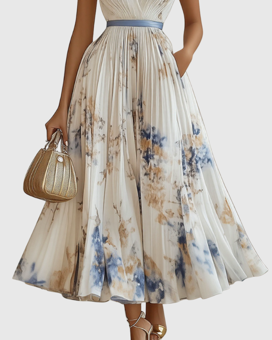 Rowella - Elegant Pleated Maxi Dress - Maison Léa &amp; Lou