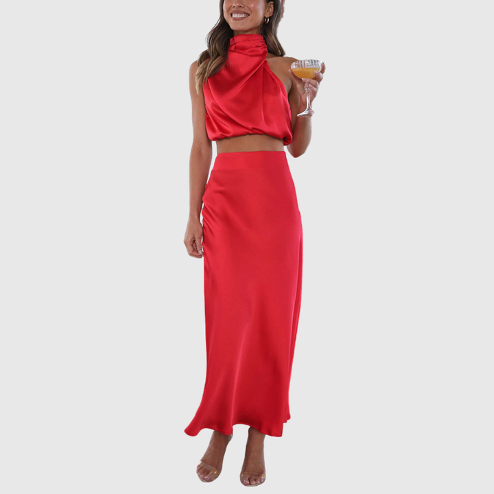 Emily | Satin Drape Maxi Set - Maison Léa &amp; Lou