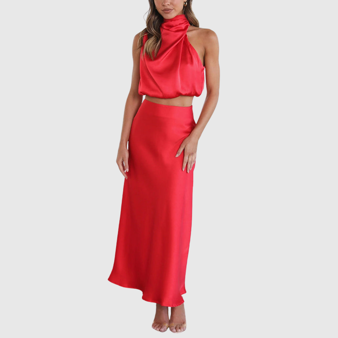 Emily | Satin Drape Maxi Set - Maison Léa &amp; Lou